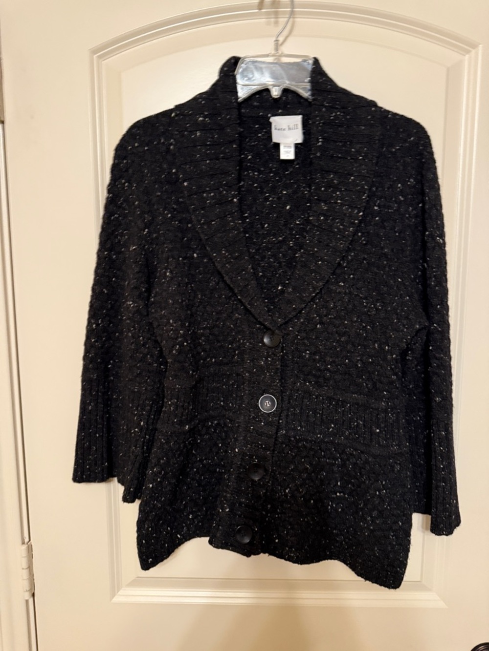 kate spade Black Speckled Button-Front Shawl-Collar Cardigan